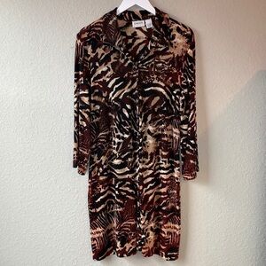 Chico’s Animal Print Button Down Dress Size‎ 2/12